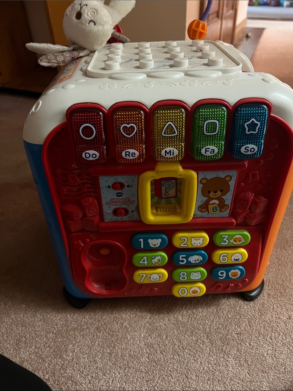 Interactive Music and Learning Activity Cube - Red/White/Blue/Yellow/Green